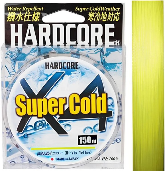 Шнур Duel Hardcore Super Cold X4 150m Hi-Vis Yellow #0,8 (0,15мм)